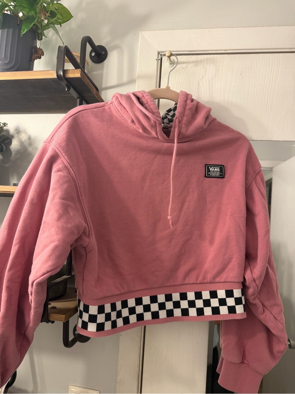 Vans Pink Pullover Hoodie with Black Label Patch